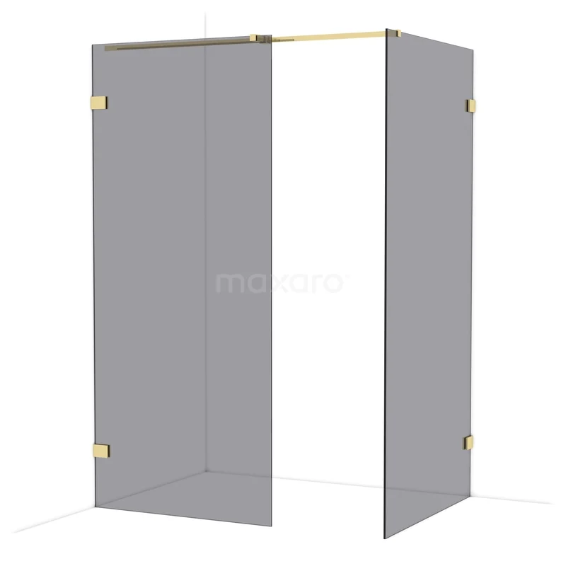 Diamond Walk-in shower | 100x90 cm Glanzend lichtgoud Smoke glass 2 fixed walls IDB0910321GLG Diamond Walk-in shower | 100x90 cm Glanzend lichtgoud Smoke glass 2 fixed walls IDB0910321GLG