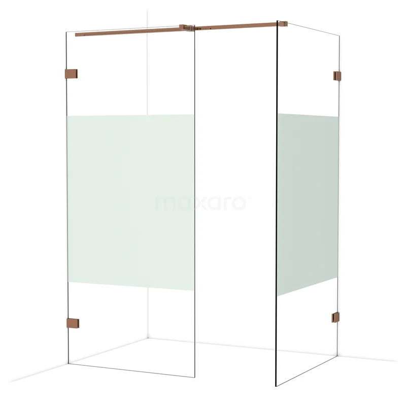 Diamond Walk-in shower | 100x90 cm Glanzend koper Clear with matt strip 2 fixed walls IDB0910323GKP Diamond Walk-in shower | 100x90 cm Glanzend koper Clear with matt strip 2 fixed walls IDB0910323GKP