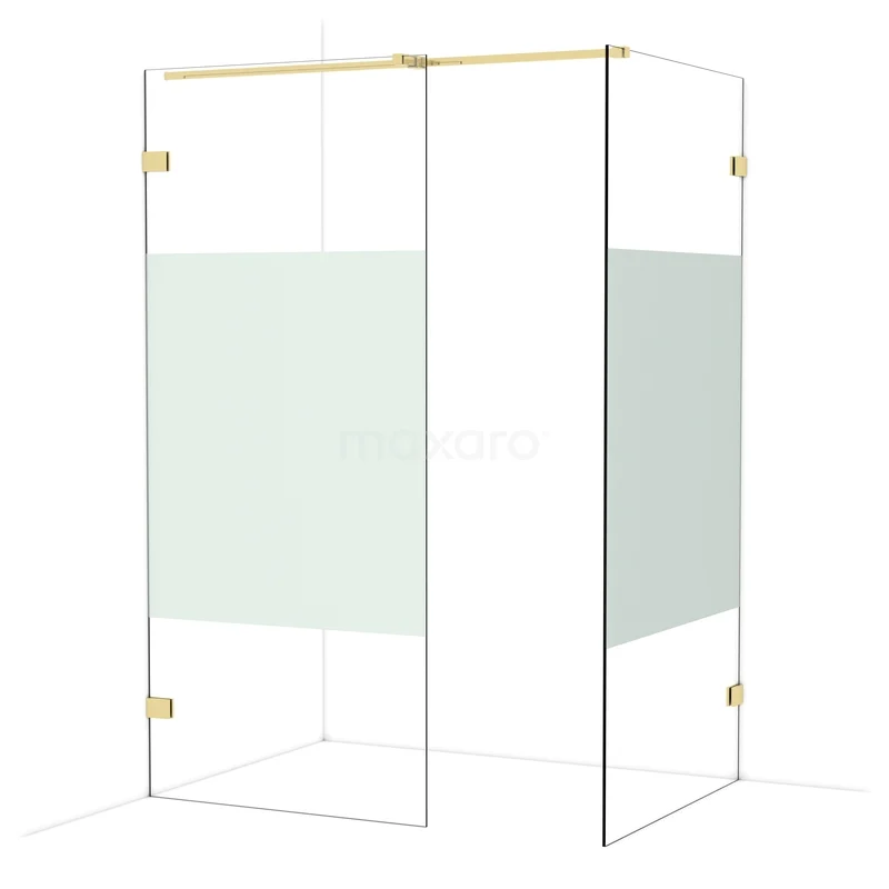 Diamond Walk-in shower | 100x90 cm Glanzend lichtgoud Clear with matt strip 2 fixed walls IDB0910323GLG Diamond Walk-in shower | 100x90 cm Glanzend lichtgoud Clear with matt strip 2 fixed walls IDB0910323GLG