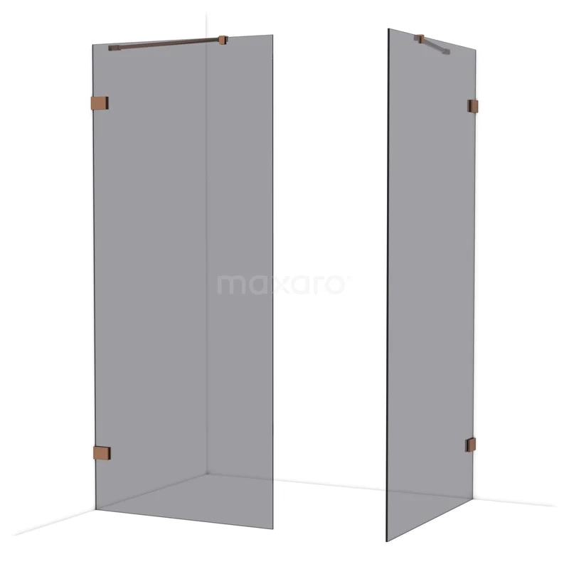 Diamond Walk-in shower | 100x90 cm Glanzend koper Smoke glass 2 fixed walls IDB0910421GKP Diamond Walk-in shower | 100x90 cm Glanzend koper Smoke glass 2 fixed walls IDB0910421GKP