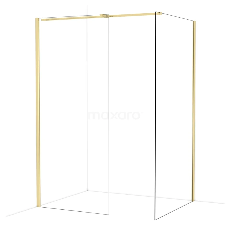 Begehbare Duschen IDB0911310GLG Gold begehbare Duschwand mit minimalistischem Rahmen, modernem Design und Glasplatten für ein stilvolles Badezimmer.