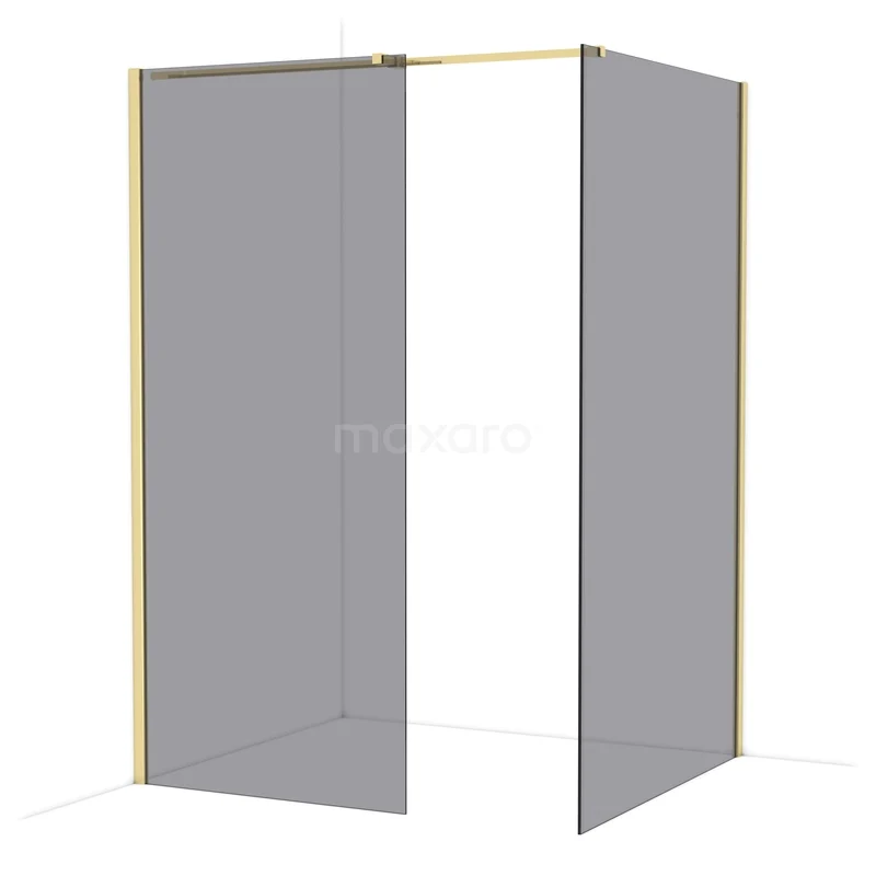 Diamond Walk-in shower | 120x90 cm Glanzend lichtgoud Smoke glass 2 fixed walls IDB0912311GLG