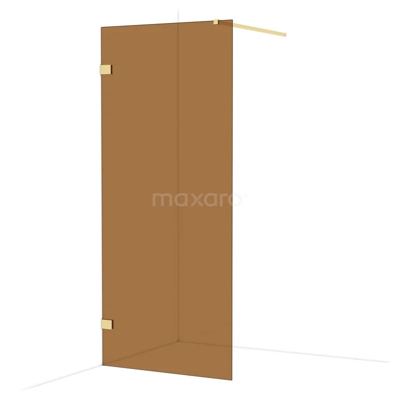 Diamond Walk-in shower | 90 cm Glanzend lichtgoud Bronsglas Fixed wall IDA09129GLG