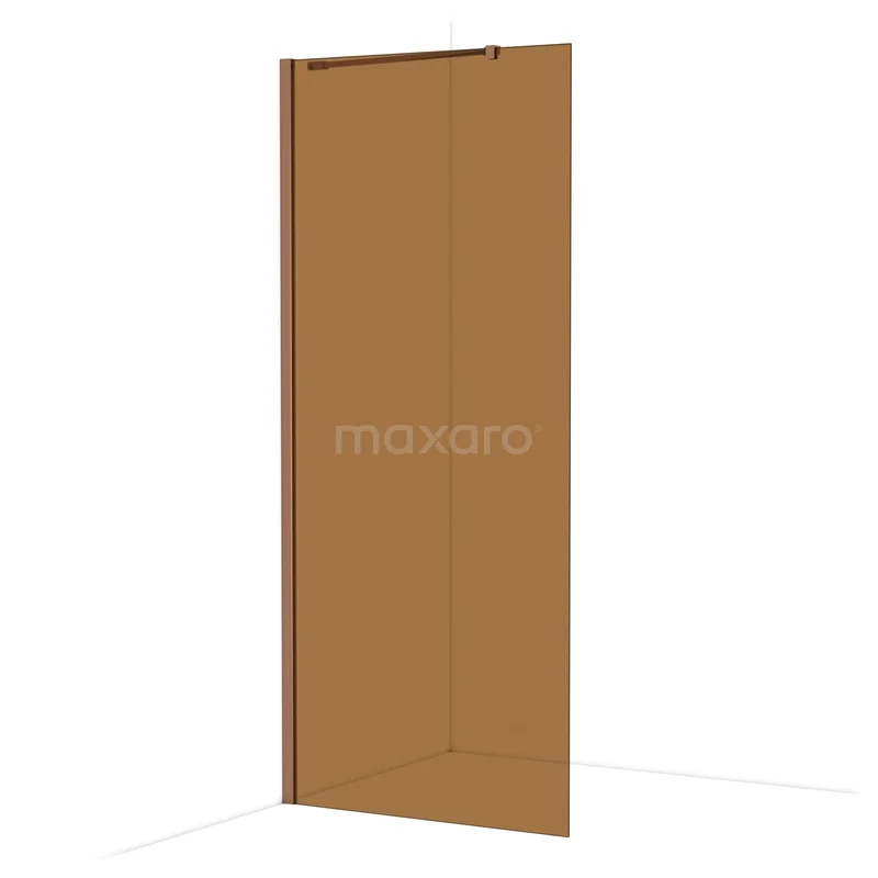 Diamond Walk-in shower | 90 cm Shiny copper Bronsglas Fixed wall IDA09219GKP Bruine douchewand van glas, minimalistisch design, ideaal als stijlvolle toevoeging aan een moderne badkamer.