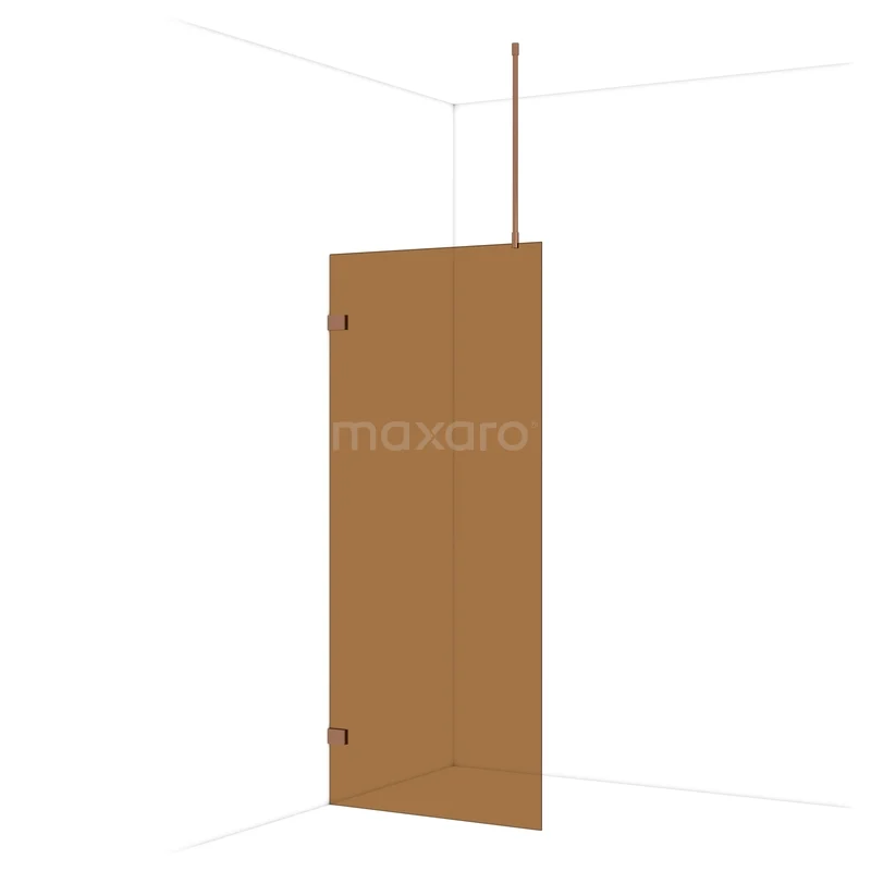 Diamond Walk-in shower | 90 cm Glanzend koper Bronsglas Fixed wall IDA09729GKP