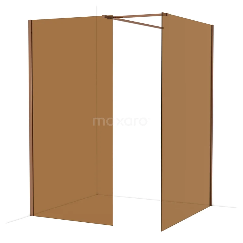 Diamond Walk-in shower | 140x100 cm Glanzend koper Bronsglas 2 fixed walls IDB1014519GKP Diamond Walk-in shower | 140x100 cm Glanzend koper Bronsglas 2 fixed walls IDB1014519GKP