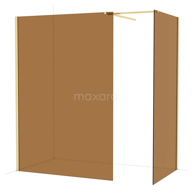 Diamant Begehbare Dusche IDB1410519GLG Braune Glastür Duschewand mit goldfarbenem Rahmen, luxuriöses Design für moderne Bäder.