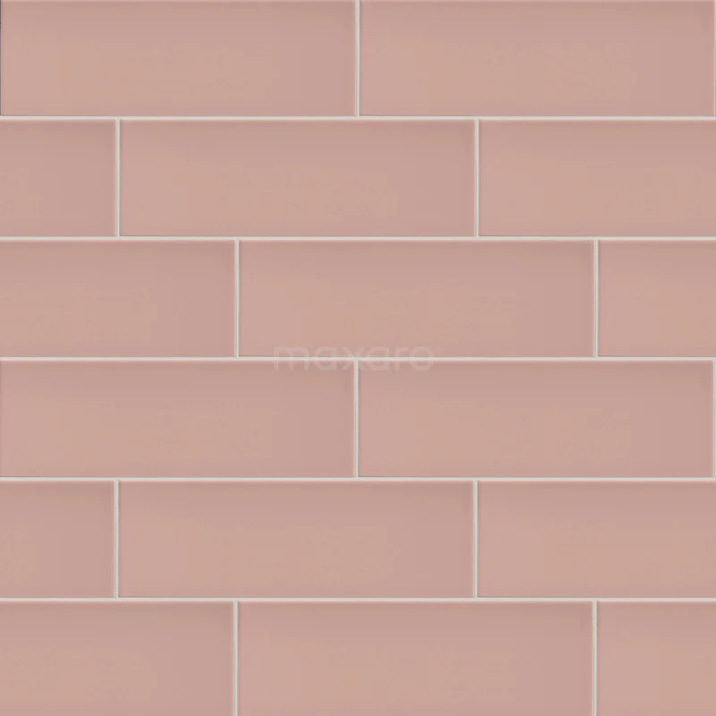 Roze rechthoekige badkamertegel, glanzend keramiek, geschikt voor moderne badkamerwanden, tijdloze en frisse uitstraling.