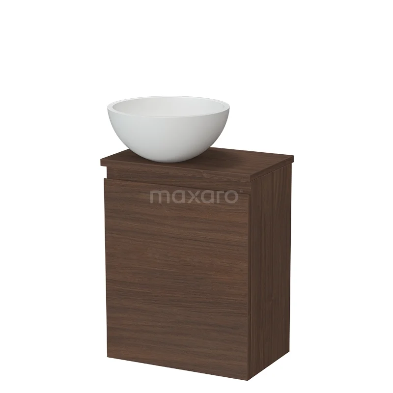Modulo Pico Toiletmeubel met waskom | 41 cm Walnoot Greeploos front Solid surface waskom TMK10-16659