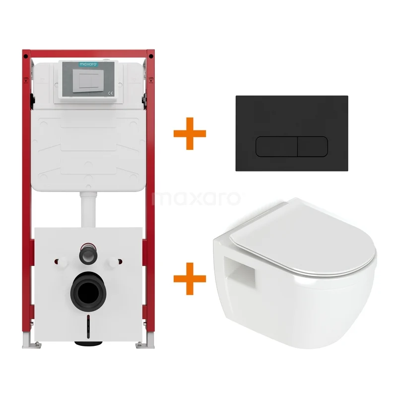 Toiletset Mat wit met Spoelrand + Maxaro Flush Pro inbouwreservoir met geluidsisolatie TOI1769 Toiletset Mat wit met Spoelrand + Maxaro Flush Pro inbouwreservoir met geluidsisolatie TOI1769