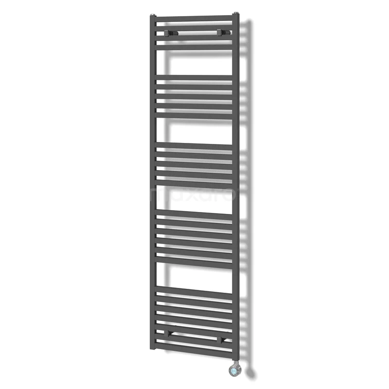 Zeus Radiator Elektrisch | 50x174 cm Donkergrijs 1270 W att Aluminium DR57_0517RDN-EN Antraciet design handdoekradiator van staal met horizontale buizen, ideaal voor een moderne badkamer.