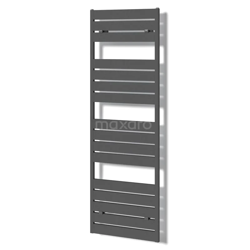 Pluto Handdoekradiator | 60x180 cm Donkergrijs 1090 W att Aluminium Centrale verwarming DR60_0618RDN Grijze design handdoekradiator met horizontale lamellen, ideaal voor modern badkamercomfort en efficiënte verwarming.