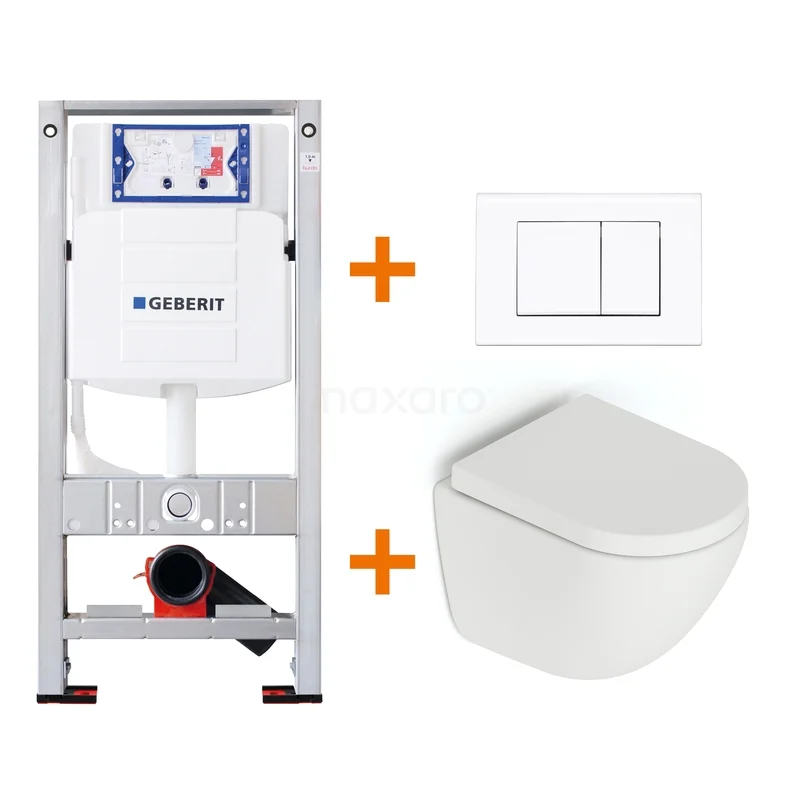 Toiletset Mat wit zonder Spoelrand + Geberit UP320 inbouwreservoir met geluidsisolatie TOI656 Toiletset Mat wit zonder Spoelrand + Geberit UP320 inbouwreservoir met geluidsisolatie TOI656