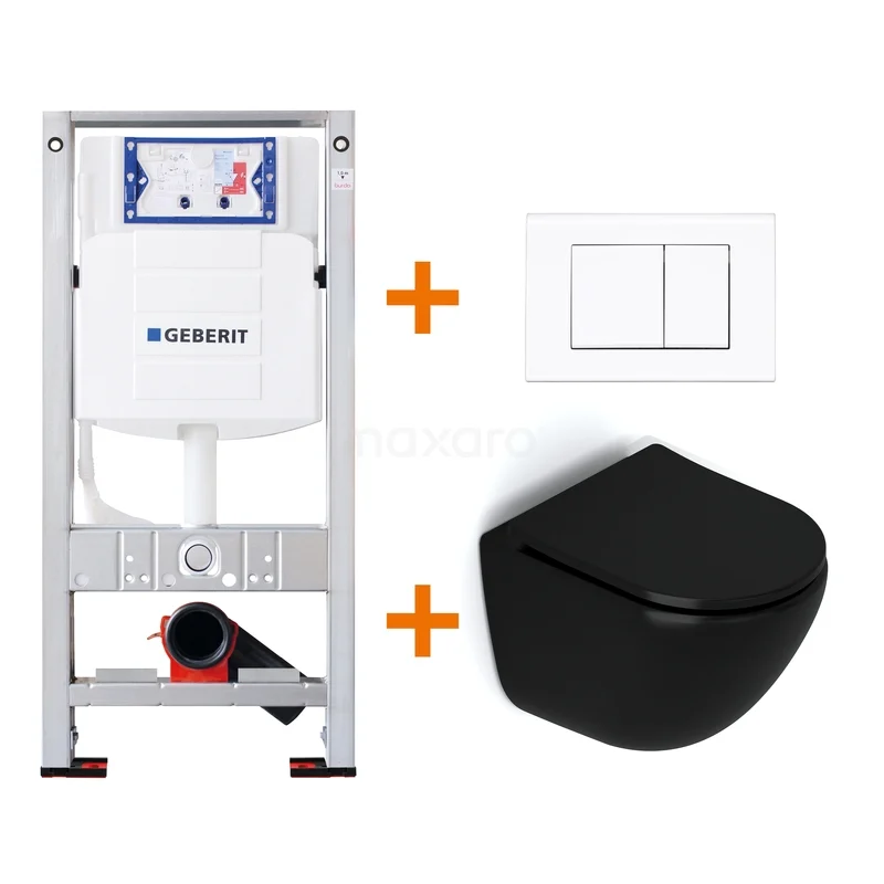 Toiletset Mat wit zonder Spoelrand + Geberit UP320 inbouwreservoir met geluidsisolatie TOI657 Toiletset Mat wit zonder Spoelrand + Geberit UP320 inbouwreservoir met geluidsisolatie TOI657