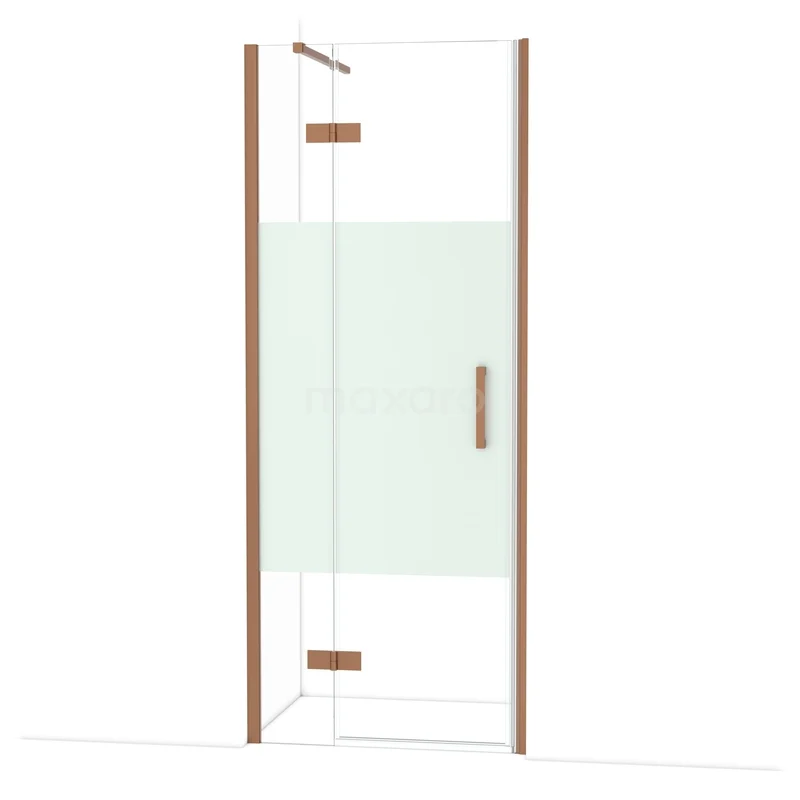 Diamant-Duschtüren DDB21352113KP Duschtür mit kupferfarbenem Rahmen, klarglas und mattem Paneel, ideal für eine stilvolle Badezimmer Einrichtung.