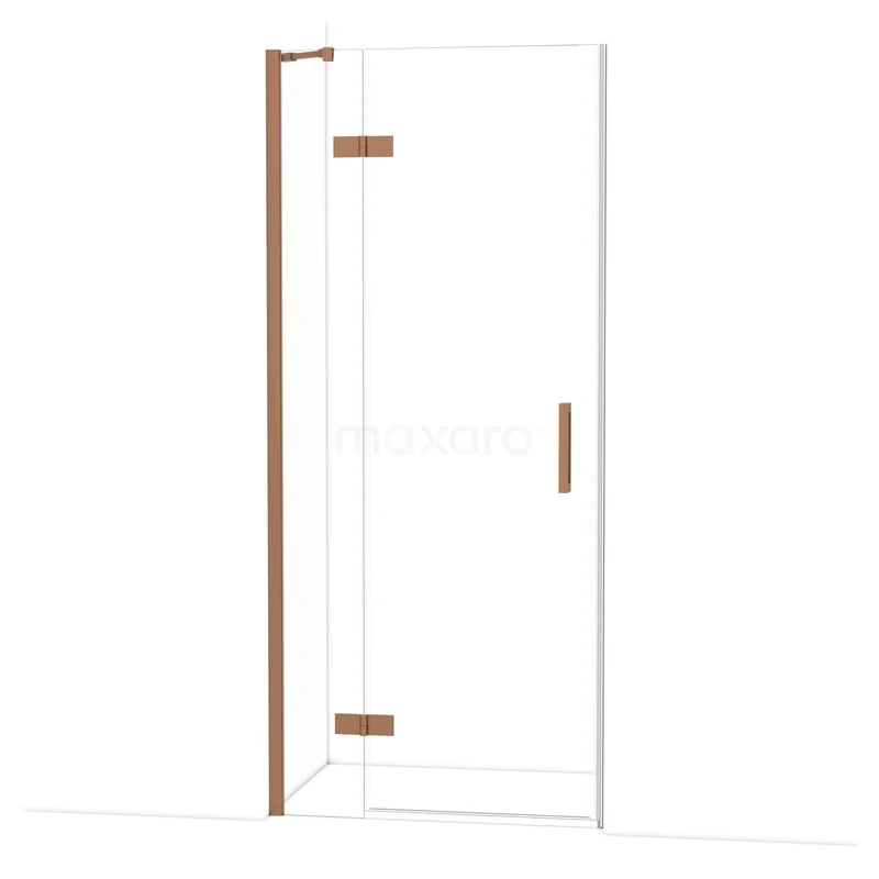 Diamond Douchedeur | 90 cm Koper Helder glas Draaideur DDB21361210KP Douchedeur met helder glas en koperkleurig frame, ideaal voor een stijlvolle badkamer inrichting.