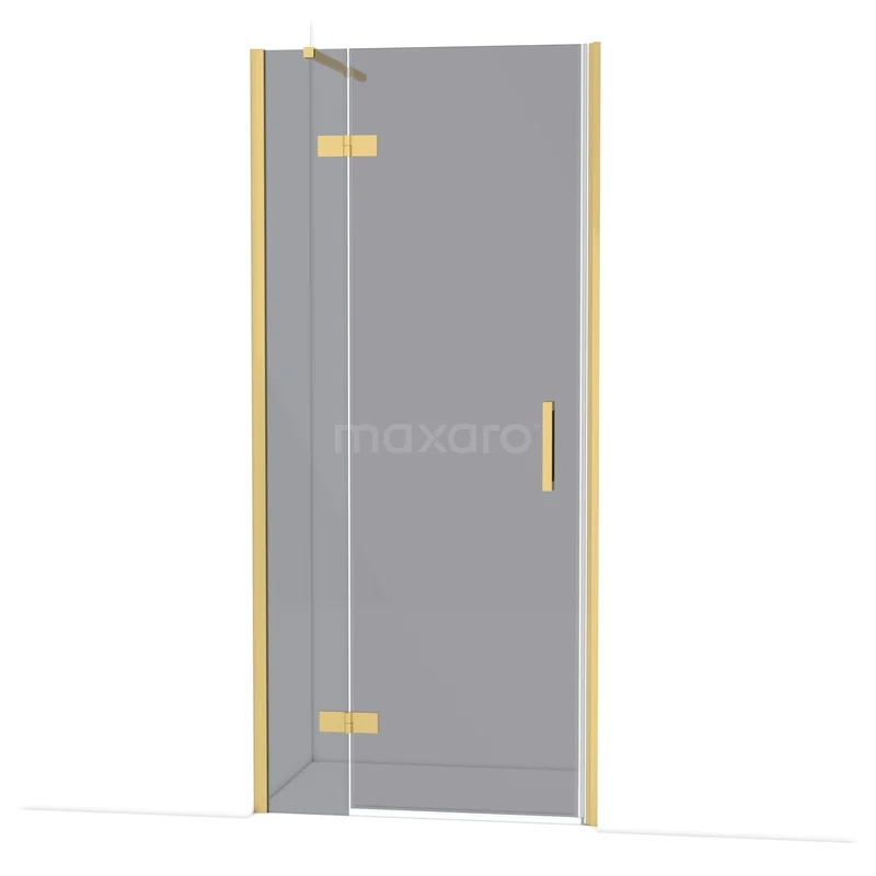 Diamond Shower door | 90 cm Gold Smoke glass Pivot door DDB21362111GG Glazen douchedeur met goudkleurige scharnieren en handgreep, ideaal voor een stijlvolle en moderne badkamer.