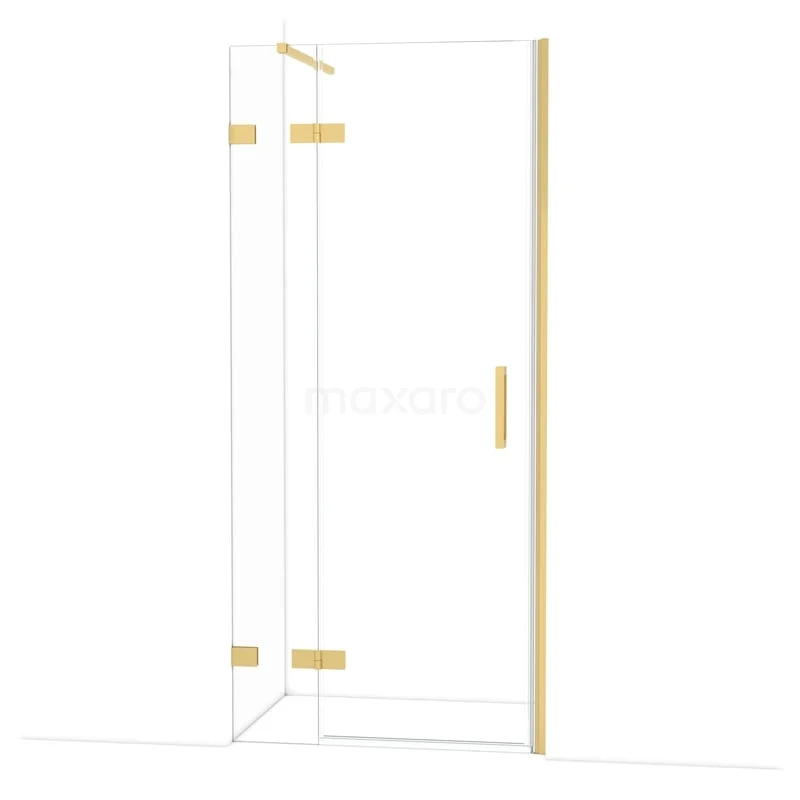 Diamond Douchedeur | 90 cm Goud Helder glas Draaideur DDB21362120GG Gouden douchedeur met helder glas, hoekmodel, luxe afwerking; stijlvol badkamerdesign voor een moderne uitstraling.