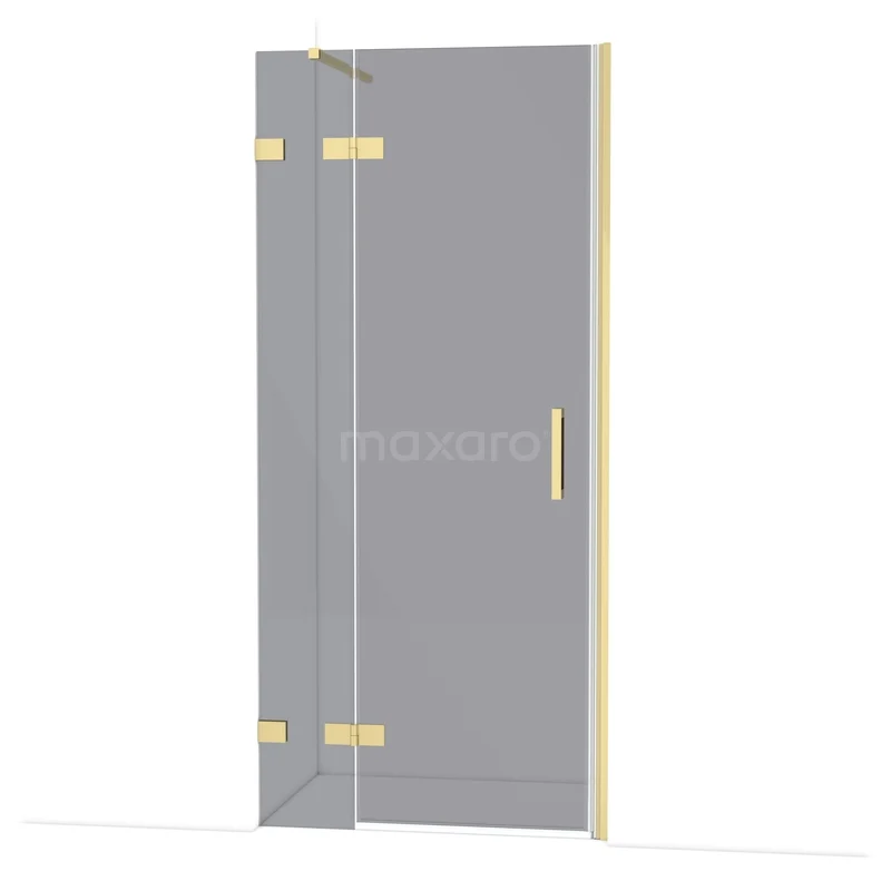 Diamond Shower door | 90 cm Light gold Smoke glass Pivot door DDB21362121LG Glazen douchedeur in goudkleurige serie, met scharnieren en handvat, perfect voor een moderne badkamer.
