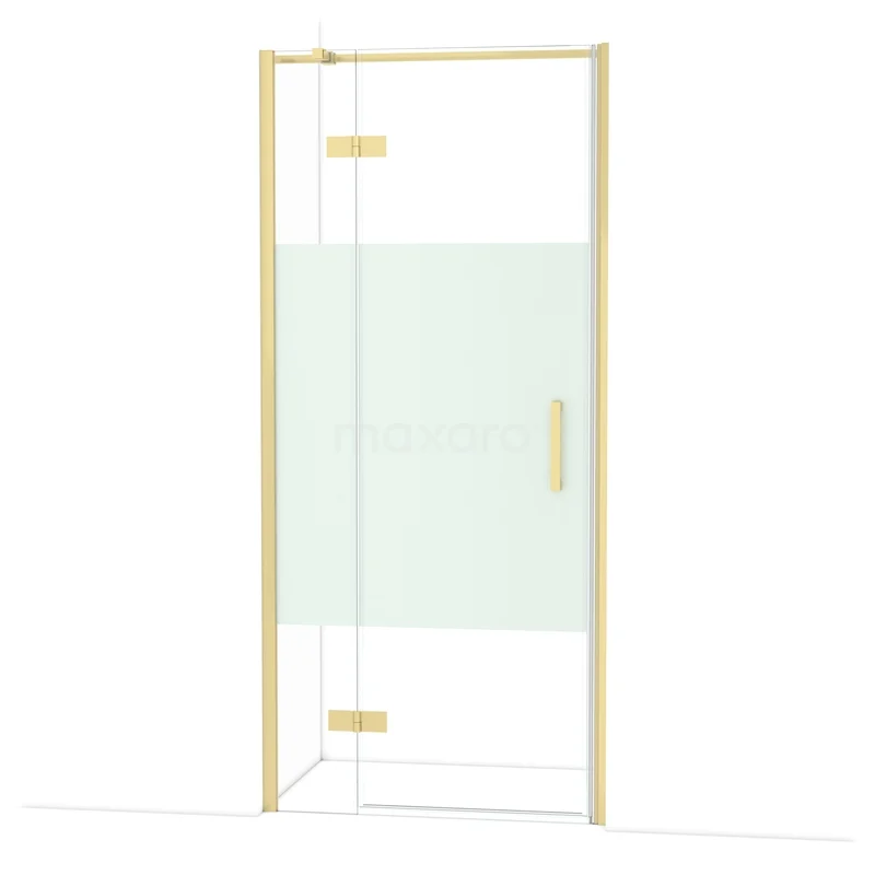 Glazen douchewand met matgouden frame, rechthoekig ontwerp met minimalistisch design, ideaal voor een moderne badkamer.