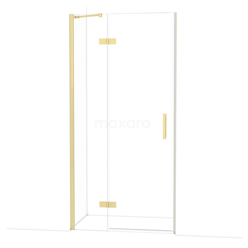 Diamond Douchedeur | 100 cm Lichtgoud Helder glas Draaideur DDB21461210LG Glazen douchedeur met gouden scharnieren en handgreep, ideaal voor een moderne badkamer inrichting.