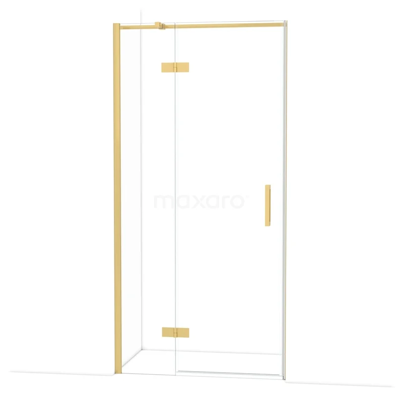 Diamond Douchedeur | 100 cm Goud Helder glas Draaideur DDB21461310GG Glazen douchedeur met gouden afwerking, strak design, ideaal voor een moderne badkamer.