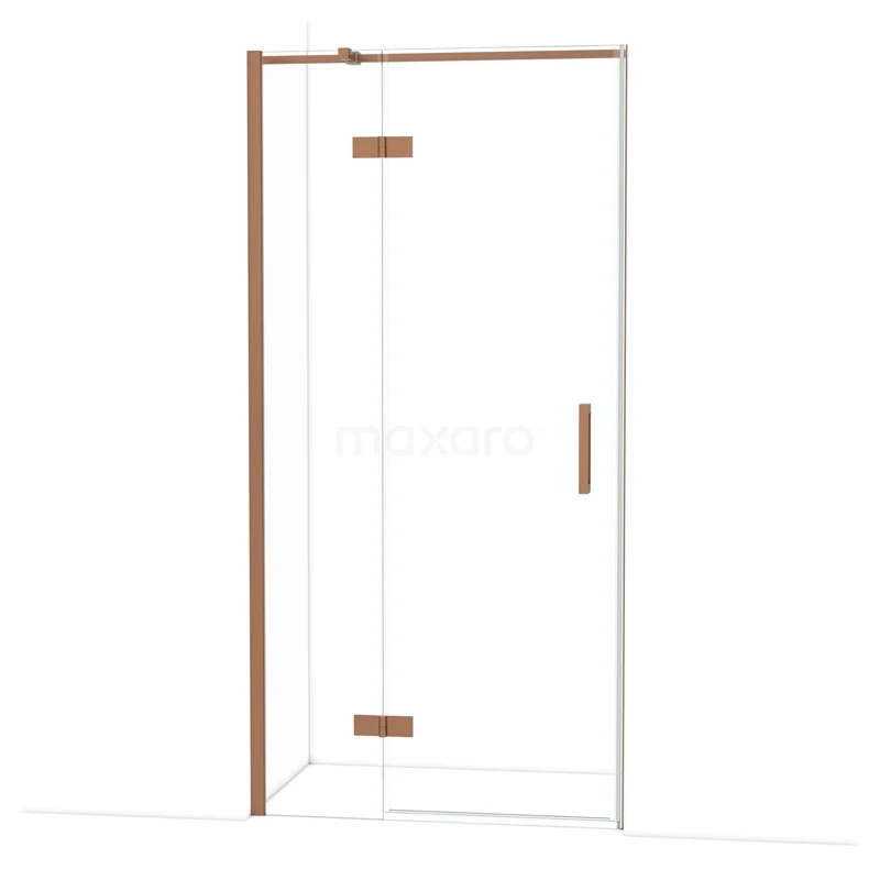 Diamant-Duschtüren DDB21461310KP Glasene Duschtür mit Eckprofil in mattem Kupfer, elegantes Design, ideal für moderne Badezimmerstil.