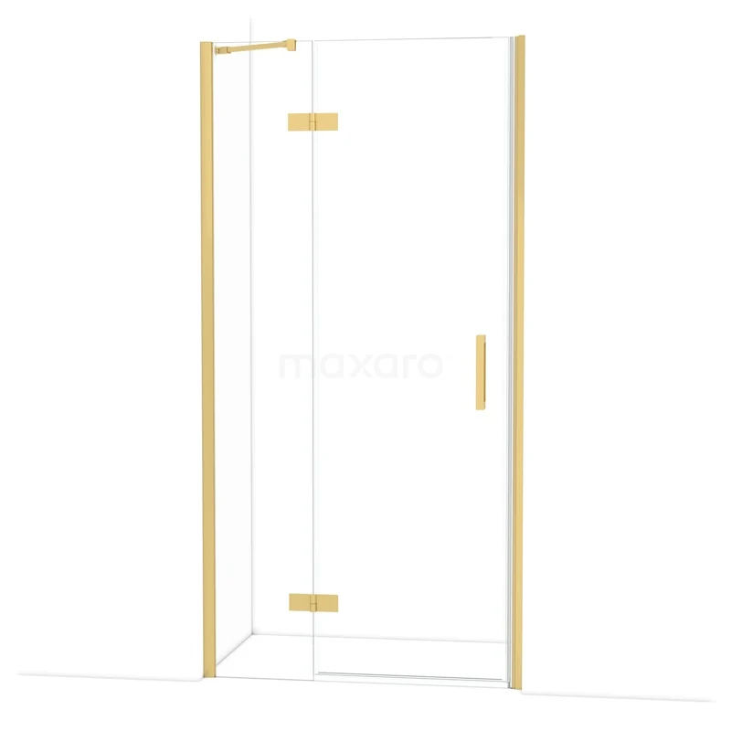 Diamond Douchedeur | 100 cm Goud Helder glas Draaideur DDB21462210GG Glazen douchecabine met goudkleurig frame en deur, ideaal voor een luxe badkamerinrichting.