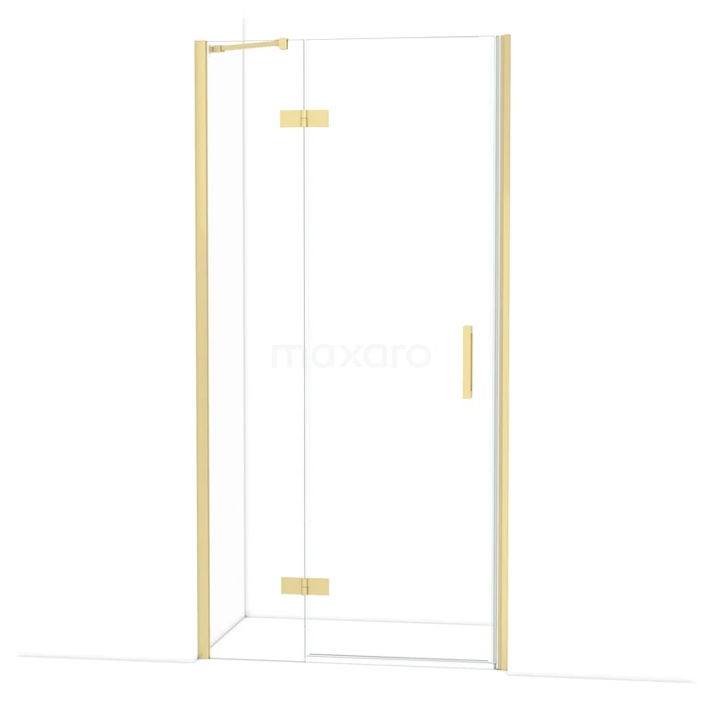 Diamond Shower door | 100 cm Light gold Clear glass Pivot door DDB21462210LG Gold shower door with transparent glass, sleek design and minimalist finish for a luxurious bathroom style.