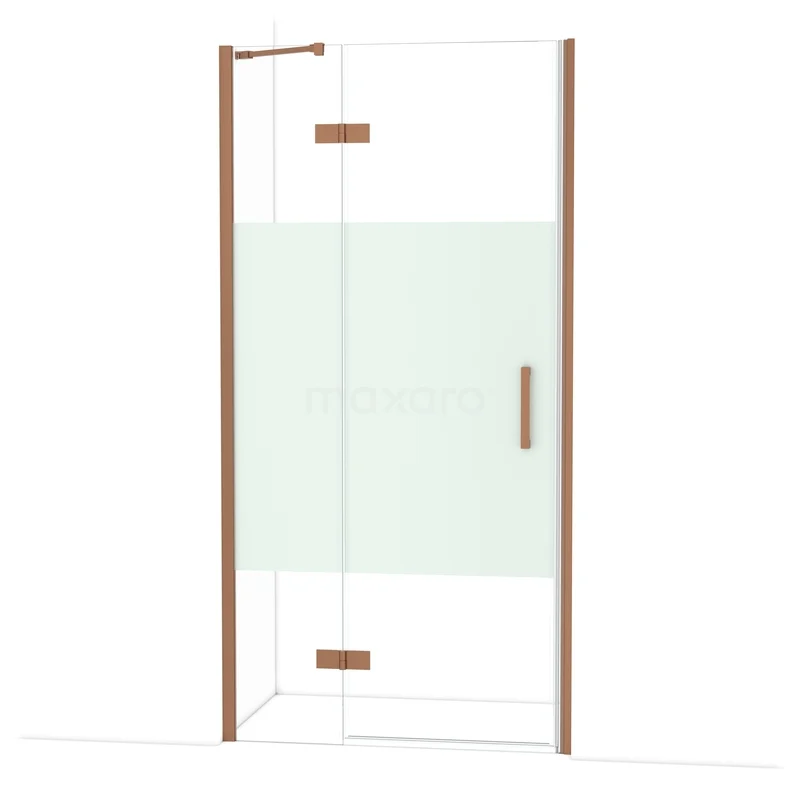 Diamond Shower door | 100 cm Copper Clear with matt strip Pivot door DDB21462213KP Douchecabine met matglas en koperen rand, modern ontwerp. Perfect voor een stijlvolle badkamer.