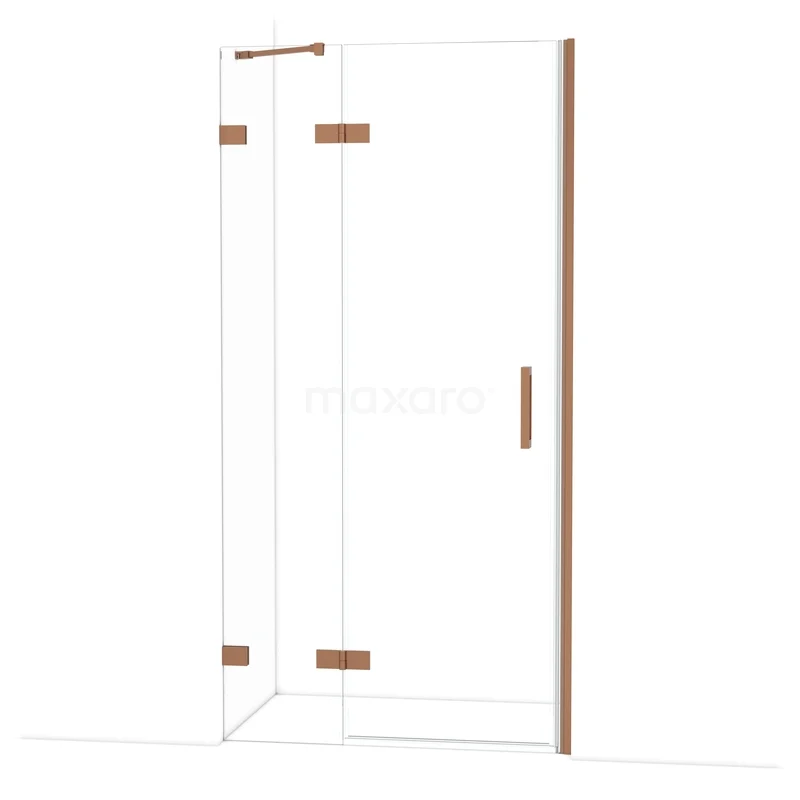 Diamond Douchedeur | 100 cm Koper Helder glas Draaideur DDB21462220KP Glazen douchewand van helder glas met messing details, modern design geschikt voor elke stijlvolle badkamer.