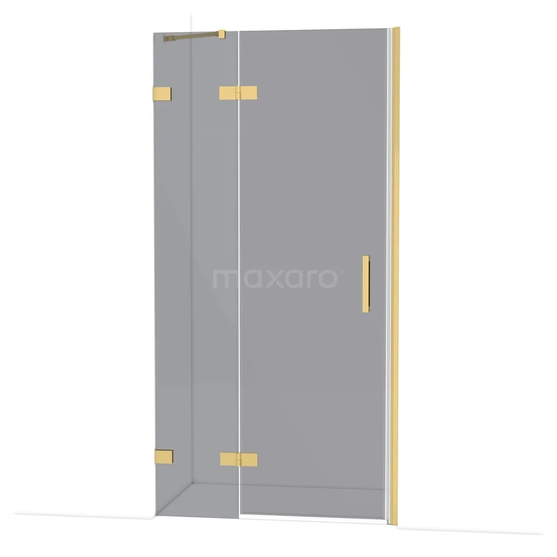 Diamond Douchedeur | 100 cm Goud Rookglas Draaideur DDB21462221GG Glazen douchedeur met goudkleurige scharnieren en handgreep, luxe ontwerp voor een stijlvolle badkamer.