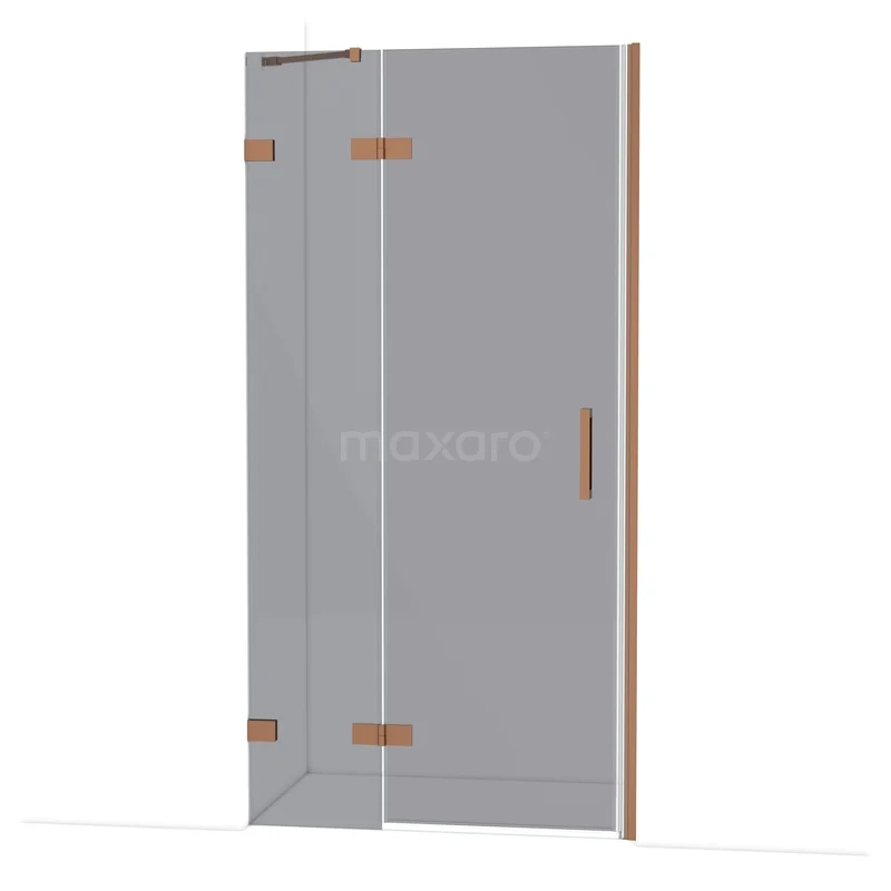 Diamond Douchedeur | 100 cm Koper Rookglas Draaideur DDB21462221KP Douchedeur met helder glas, koperkleurige scharnieren en handgreep, moderne stijlvolle toevoeging voor elke badkamer.