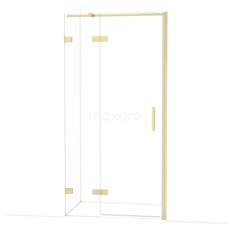 Diamond Douchedeur | 100 cm Lichtgoud Helder glas Draaideur DDB21462320LG Gouden hoekdouchecabine met helder glas, luxe moderne uitstraling, ideaal voor een stijlvolle badkamer inrichting.