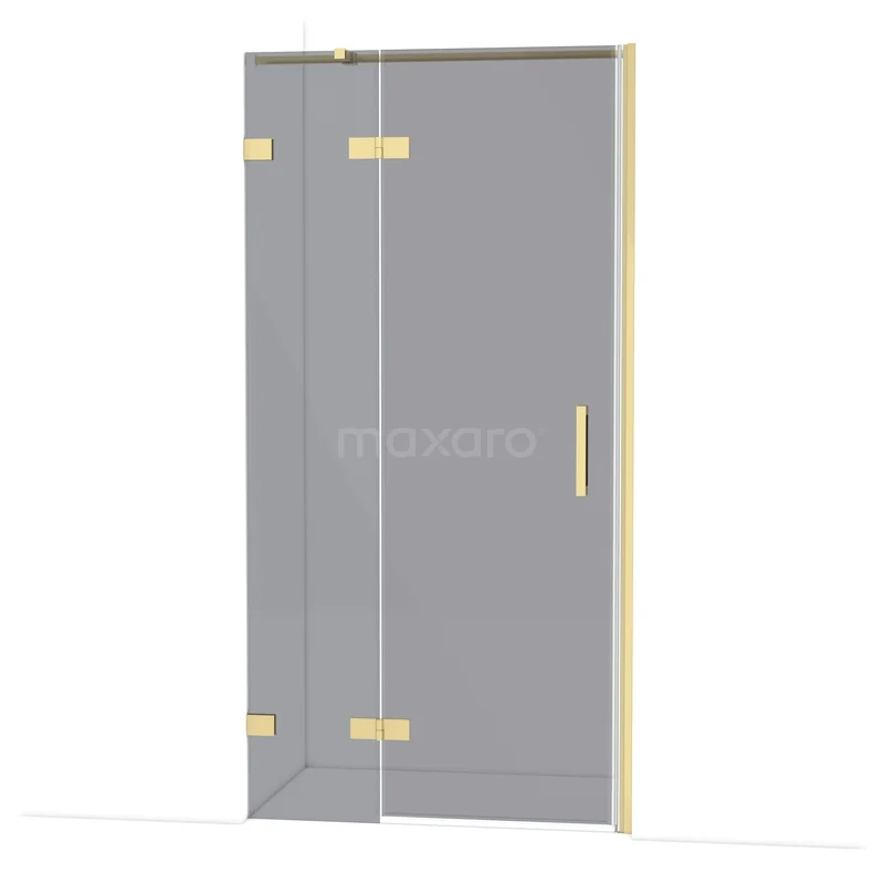 Diamond Shower door | 100 cm Light gold Smoke glass Pivot door DDB21462321LG Matglazen douchedeur met messing accenten, draaideurdesign; luxe toevoeging voor een moderne badkamer.