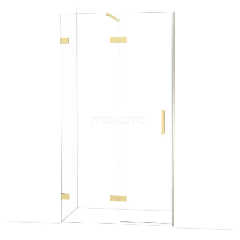 Diamond Douchedeur | 110 cm Lichtgoud Helder glas Draaideur DDB21651120LG Glazen douchecabine met goudaccenten, modern design, geschikt voor luxe badkamers.