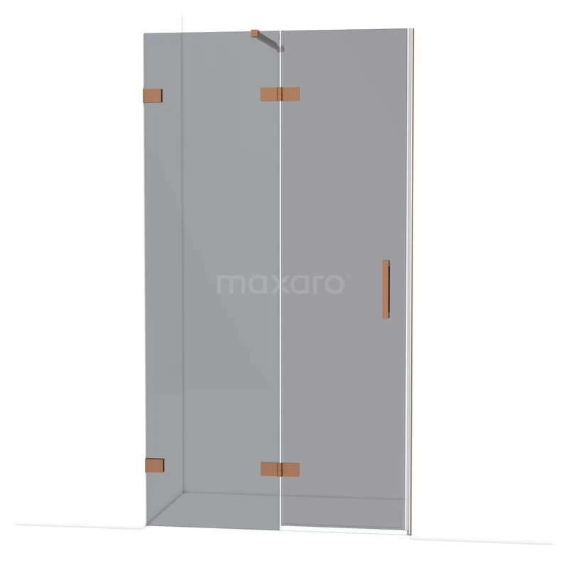 Diamond Shower door | 110 cm Copper Smoke glass Pivot door DDB21651121KP Glazen douchewand met messing scharnieren en handgreep, moderne design stijl, ideaal voor een stijlvolle badkamerinrichting.