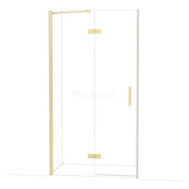 Diamond Douchedeur | 110 cm Lichtgoud Helder glas Draaideur DDB21651210LG Glazen douchecabine met gouden details, strakke lijnen en minimalistisch design, perfect voor een stijlvolle badkamer.