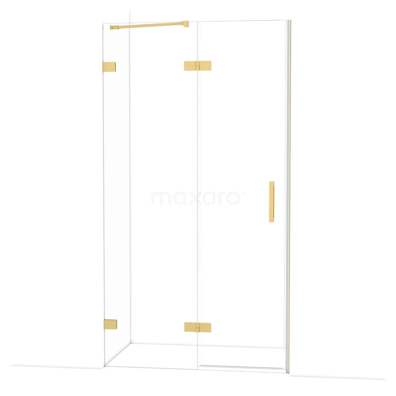 Diamond Douchedeur | 110 cm Goud Helder glas Draaideur DDB21651220GG Glazen douchewand met goudkleurige accenten, modern design, perfecte toevoeging aan een luxe badkamer.