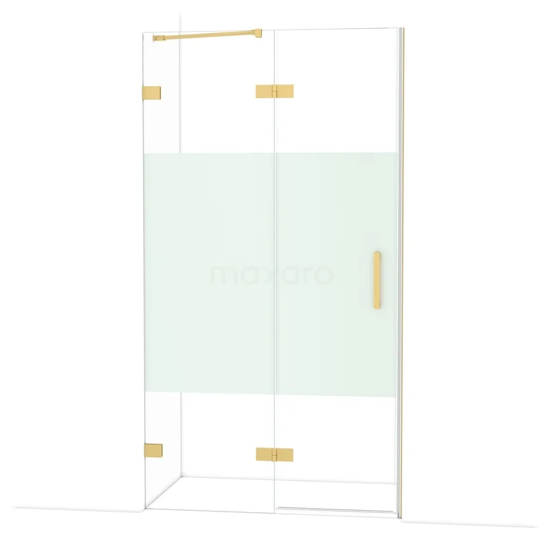 Diamond Douchedeur | 110 cm Goud Helder met matte strook Draaideur DDB21651223GG Gele deurknoppen fertilatie system