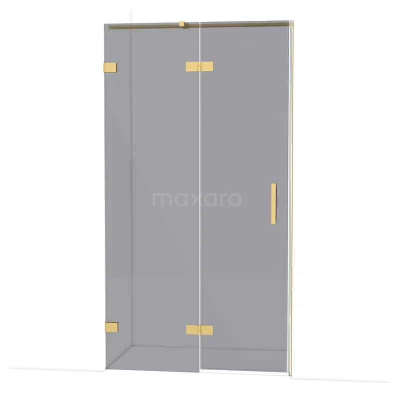 Diamond Douchedeur | 110 cm Goud Rookglas Draaideur DDB21651321GG Glazen douchedeur met gouden scharnieren en handgreep, modern design voor een luxe badkamer.