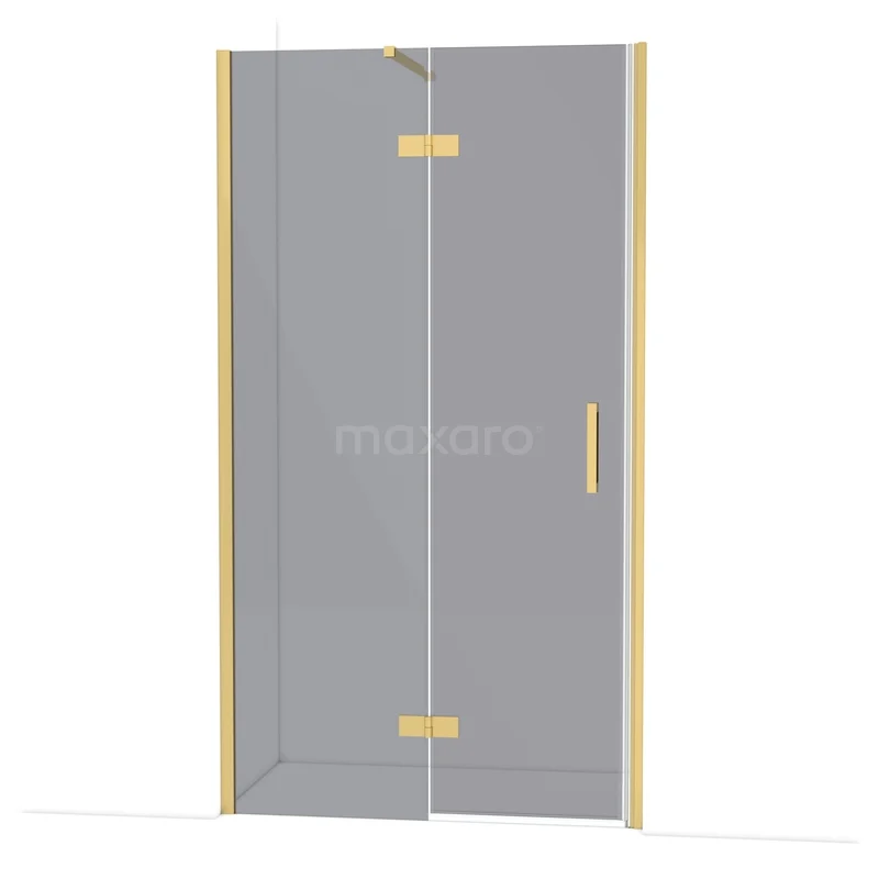 Diamond Douchedeur | 110 cm Goud Rookglas Draaideur DDB21652111GG Glazen douchedeur met goudkleurige scharnieren en handgreep, modern design, ideaal voor een stijlvolle badkamerupdate.