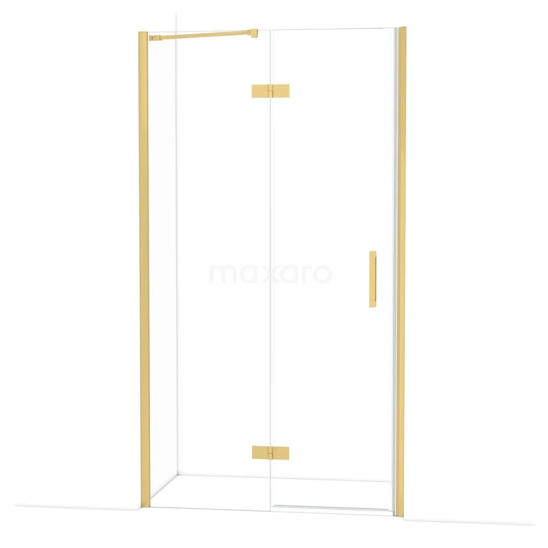 Diamond Douchedeur | 110 cm Goud Helder glas Draaideur DDB21652210GG Gouden hoekdouchecabine met helder glas en strak design, ideaal als stijlvolle toevoeging aan een moderne badkamer.