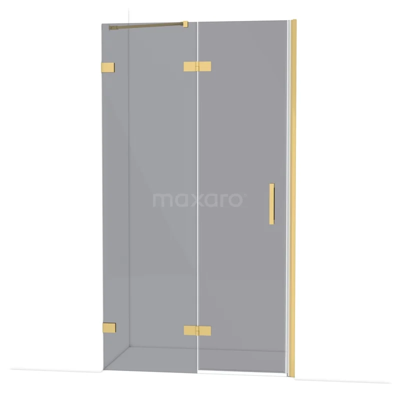 Diamond Douchedeur | 110 cm Goud Rookglas Draaideur DDB21652221GG Glazen douchewand met deur, goudkleurige scharnieren en handgreep, modern design voor een stijlvolle badkamer.