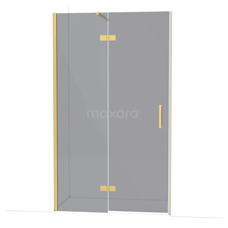 Diamond Shower door | 120 cm Gold Smoke glass Pivot door DDB21661111GG Glazen douchedeur met goudkleurige scharnieren en handgreep, geschikt voor moderne badkamers, premium serie.