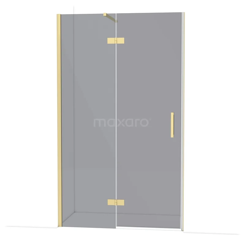 Diamond Shower door | 120 cm Light gold Smoke glass Pivot door DDB21661111LG Glazen douchedeur met goudkleurige scharnieren en handgreep, modern design voor een stijlvolle badkamer.