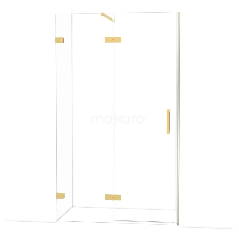 Diamond Douchedeur | 120 cm Goud Helder glas Draaideur DDB21661120GG Moderne glazen douchecabine met goudkleurige scharnieren, ideaal voor een stijlvolle badkamer inrichting.