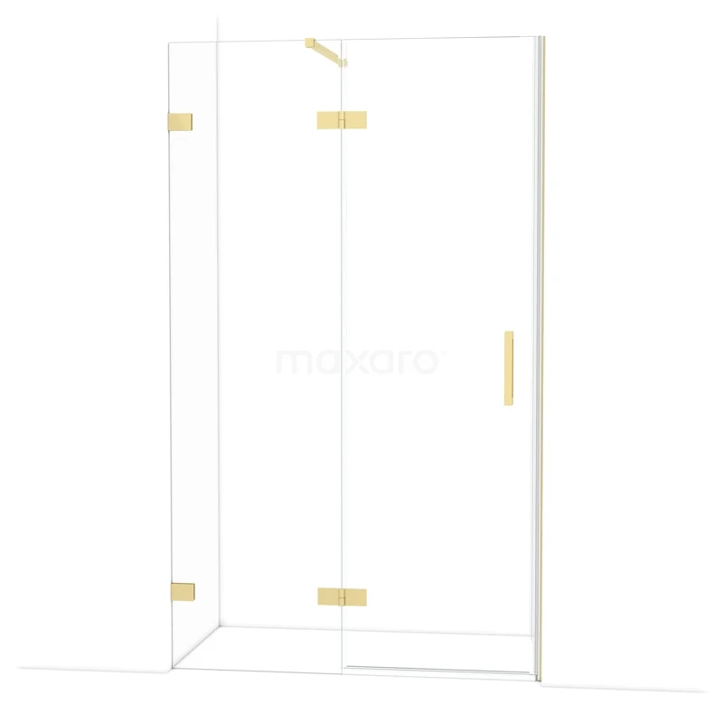 Diamant-Duschtüren DDB21661120LG Glas Duschwand mit goldenen Scharnieren und Tür, modernes Design, ideal für stilvolle Badezimmergestaltung.
