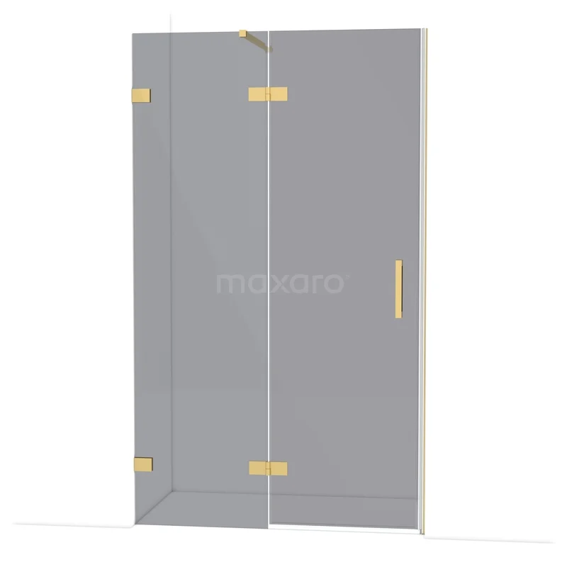 Diamond Shower door | 120 cm Gold Smoke glass Pivot door DDB21661121GG Douchedeur met helder glas, gouden scharnieren en handgreep, luxe design voor een moderne badkamer inrichting.