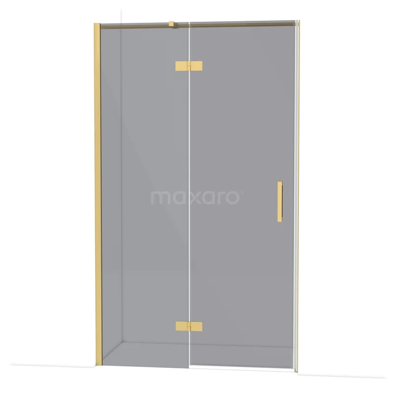 Diamond Duschtür | 120 cm Gold Rauchglas Drehtür DDB21661311GG Messing Duschtür mit Klarglas, straffe quadratische Formen, ideal für einen modernen Badezimmerstil.